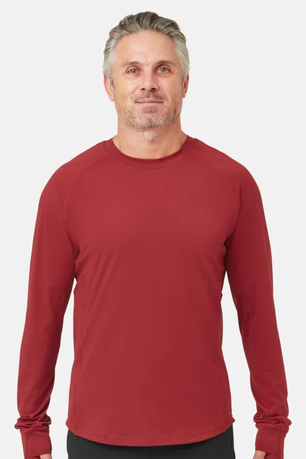 Herren UV Langarmshirt UPF 50+ (geprüft UPF 80) – Schwimmshirt, Rot