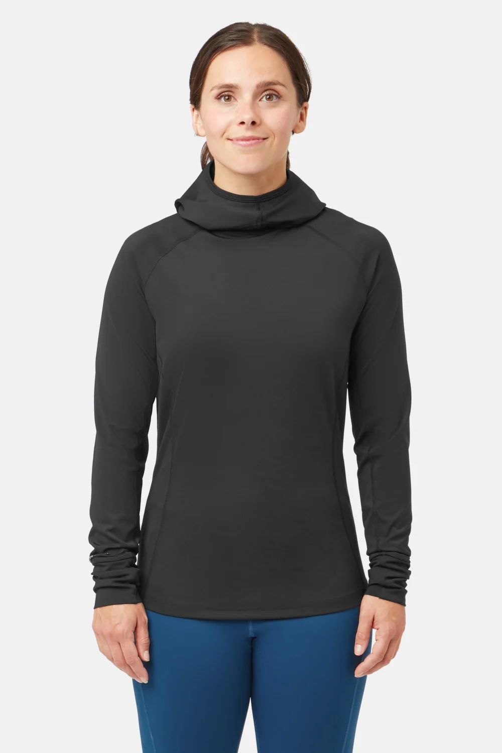 Womens_LONG-SLEEVED-HOODED-T-SHIRT_BLACK-BEAUTY_Front-2 Damen UV Kapuzen Langarmshirt - Front 2
