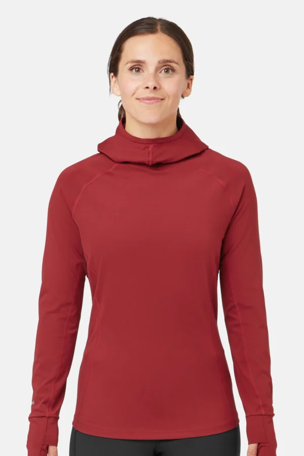 Damen UV Kapuzen-Langarmshirt UPF 50+ (geprüft UPF 80) – Kapuzenshirt, Rot